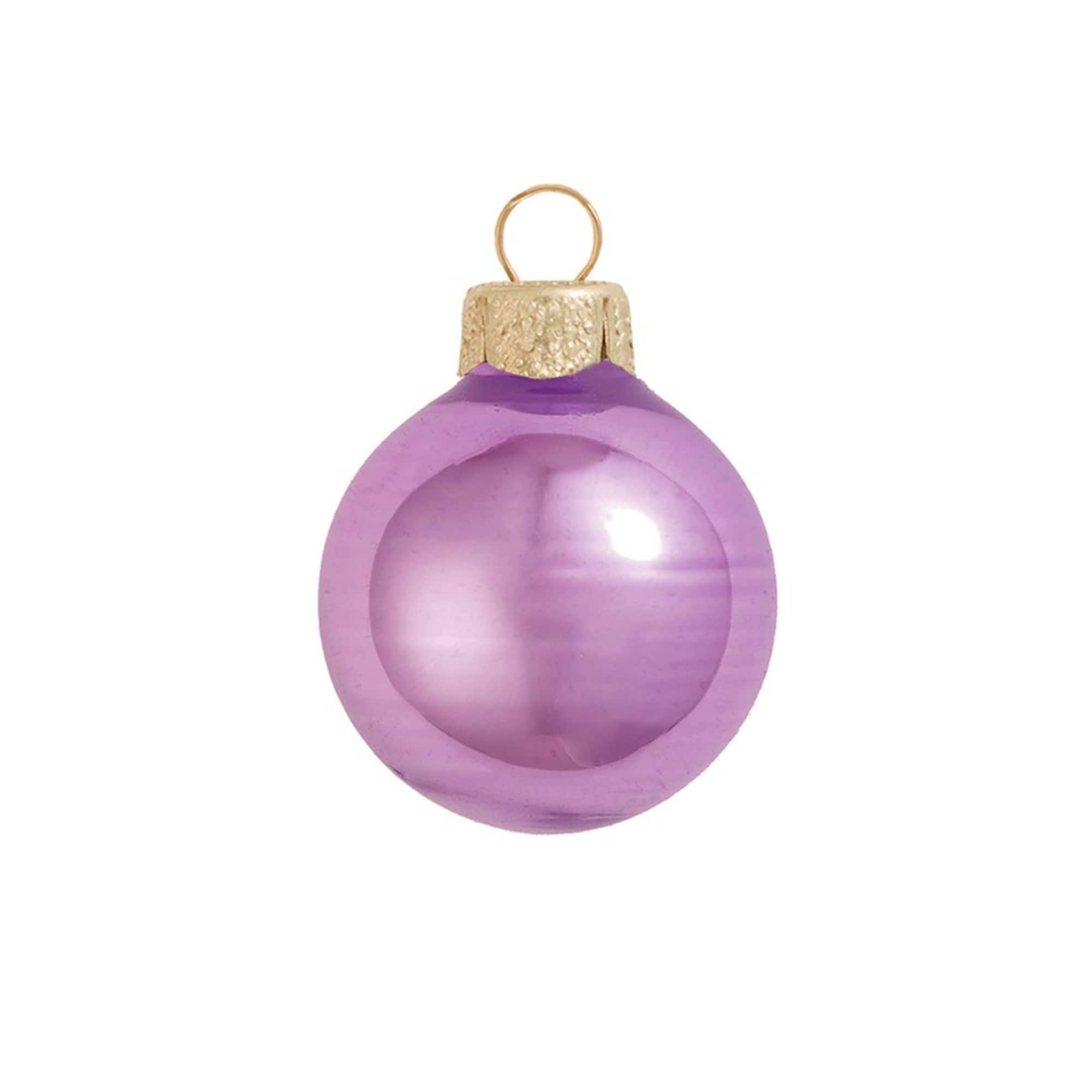 1.5" Lavender Shiny Glass Christmas Ornaments, 40ct.